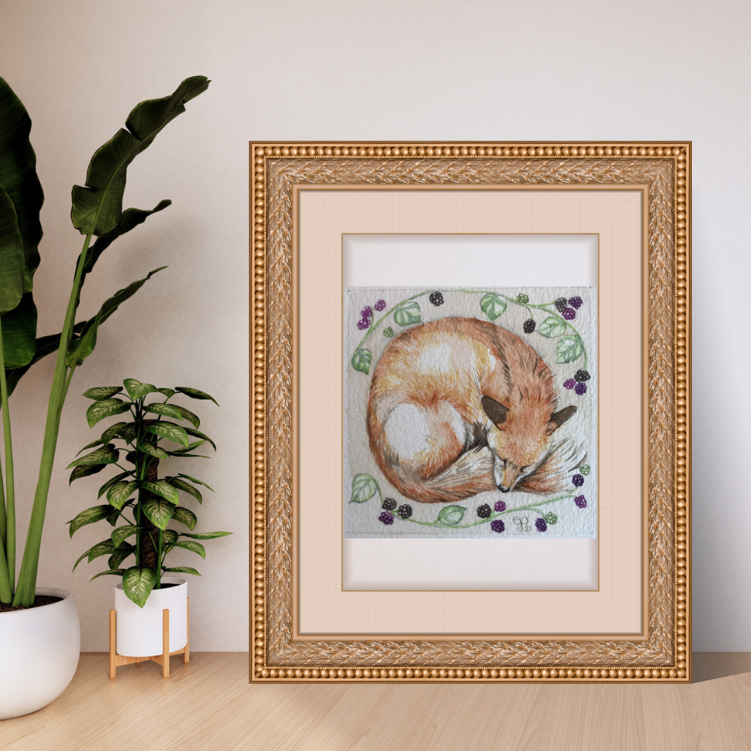 Fox Sleeping In The Berries Original